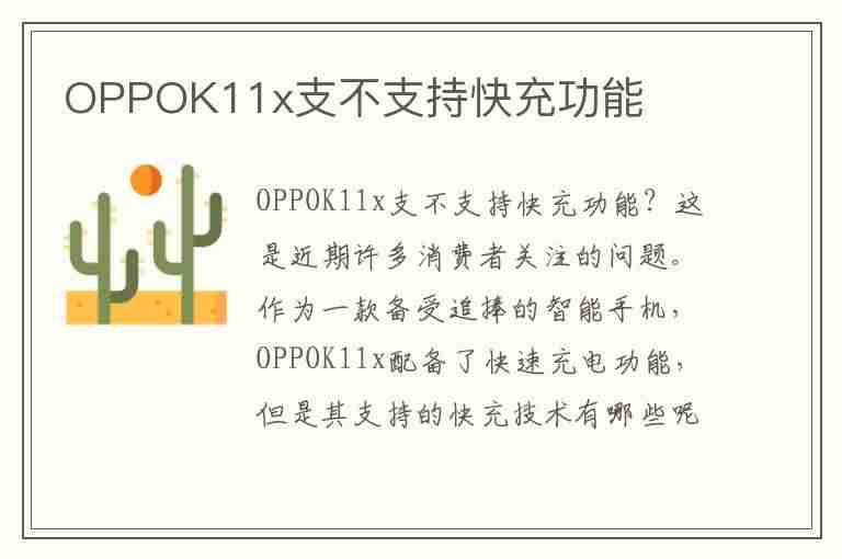 OPPOK11x支不支持快充功能